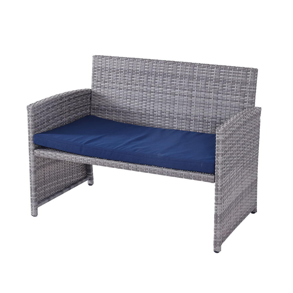 WYHS-T250 4 片藤沙发，带茶几和防水靠垫套