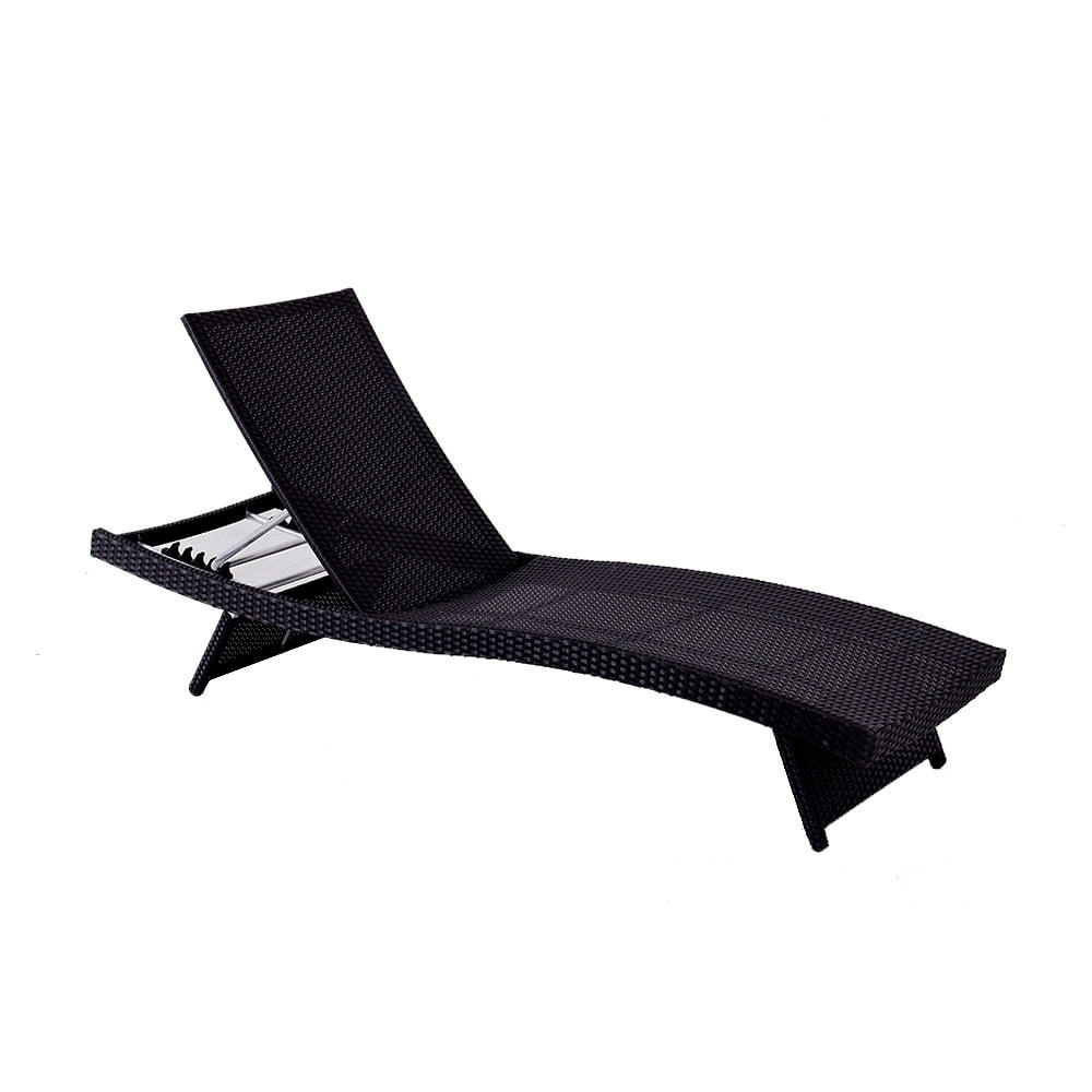 WYHS-T051 折叠泳池躺椅套装 2 个户外可调节躺椅躺椅，完全组装，露台躺椅，黑色