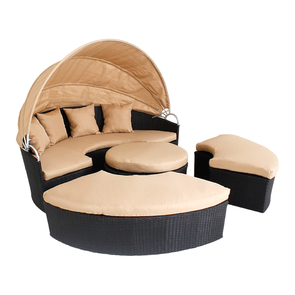 WYHS-T162户外编织藤家具躺椅躺椅PE编织藤花园庭院沙发