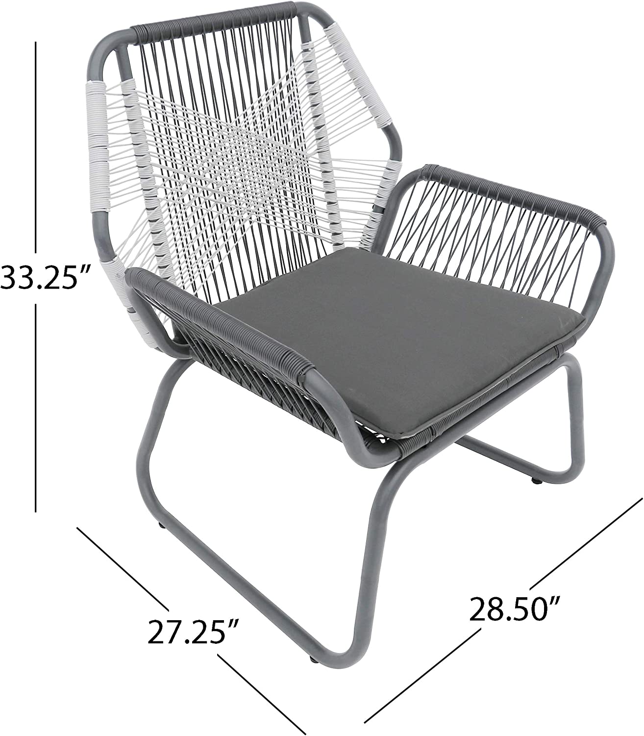 露台户外 PE 藤制俱乐部椅（2 件套），灰色